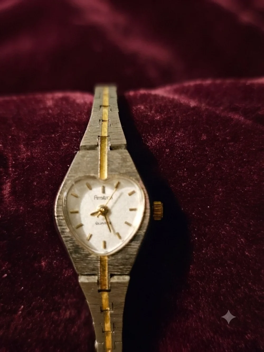 Rare Vintage Armitron Gold Tone Heart-Shaped Women's Quartz Watch Swiss Parts
